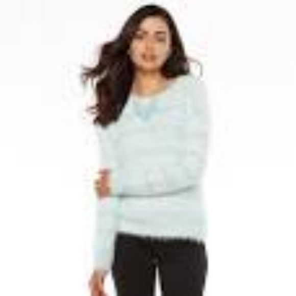 5/$25 Apt. 9 Oversized Mint Metallic Sequin Shaggy Eyelash Slouchy Sweater - Picture 6 of 9